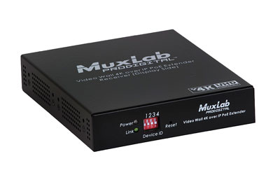 MUXLAB 500759-RX VIDEO EXTENDER Receiver, video wall, 4K over IP, PoE, 100m reach