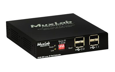 MUXLAB 500771-RX VIDEO EXTENDER Receiver, KVM DVI over IP, PoE, 100m reach