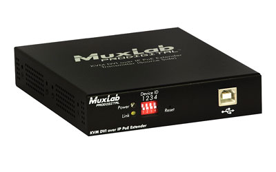 MUXLAB 500771-TX VIDEO EXTENDER Transmitter, KVM DVI over IP, PoE, 100m reach