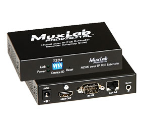 MUXLAB 500754-RX VIDEO EXTENDER Receiver, HDMI over IP, PoE, HD, 120m reach