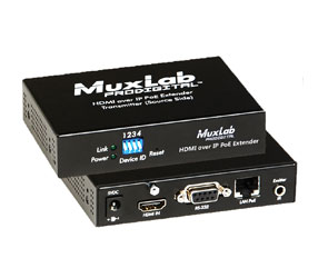 MUXLAB 500754-TX VIDEO EXTENDER Transmitter, HDMI over IP, PoE, HD, 120m reach