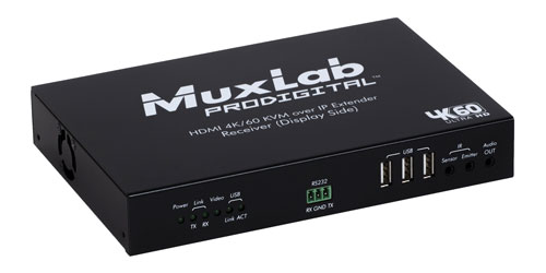 MUXLAB 500760-RX-KVM VIDEO EXTENDER Receiver, HDMI over IP, 4K/60, 100m reach