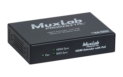 MUXLAB 500451-POE-RX VIDEO EXTENDER Receiver, HDMI over Cat5e/6, 4K/60, PoE, 40m reach