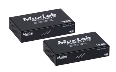 MUXLAB 500459 VIDEO EXTENDER Kit, HDMI/RS232 over Cat5e/6, 4K/60, 40m reach