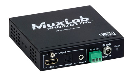 MUXLAB 500438-V2 HDMI VIDEO SCALER Dolby Atmos/DTS:X pass-through, 4K/60, with audio extraction