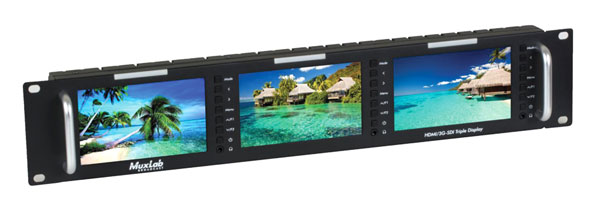 MUXLAB 500840-V2 HDMI/3G-SDI TRIPLE DISPLAY Multiscreen video monitor, 3x 5-inch displays