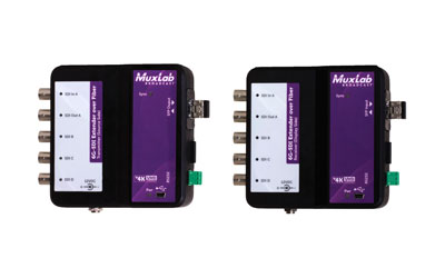 MUXLAB 500734-SM80 VIDEO EXTENDER Kit, 6G-SDI over SM fibre, RS232, return channel, 80km reach