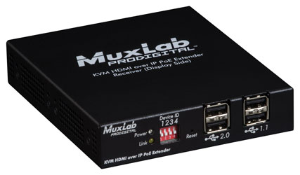 MUXLAB 500772-TX VIDEO EXTENDER Transmitter, KVM HDMI over IP, PoE, UHD-4K, 100m reach