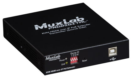 MUXLAB 500772-RX VIDEO EXTENDER Receiver, KVM HDMI over IP, PoE, UHD-4K, 100m reach