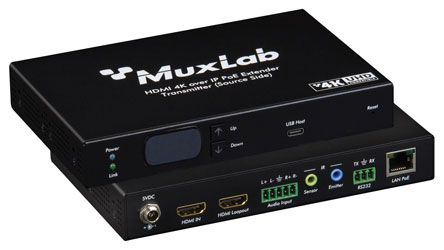 MUXLAB 500850-TX VIDEO EXTENDER Transmitter, KVM HDMI over IP, 4K/30, PoE, 100m reach