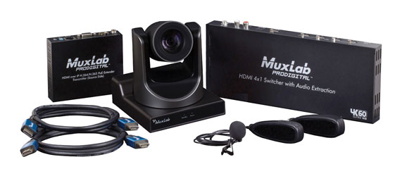 MUXLAB 500785-POE LIVE STREAMING KIT Multi-camera, 4K/30, 4x camera inputs, with 1x PoE camera