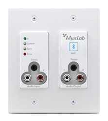 MUXLAB 500559 AUDIO CONVERTER Wallplate, Bluetooth/analogue to Dante, 2-gang US, Decora, white