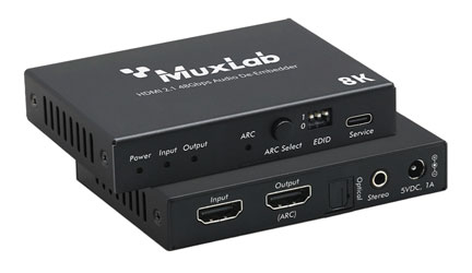 MUXLAB 500514 AUDIO DE-EMBEDDER HDMI, HDCP 2.3, 48Gbps, 8K/60Hz