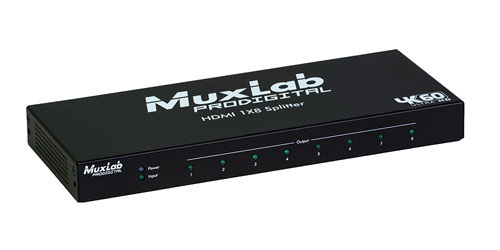 MUXLAB 500427 VIDEO SPLITTER 1x8 splitter, HDMI, HDCP 1.4/2.2, 4K/60