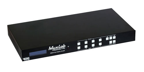 MUXLAB 500444 HDMI MATRIX SWITCHER 4x4, HDCP 2.2, 4K/60, RS232, IR