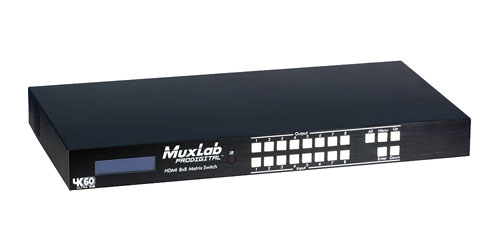 MUXLAB 500443 HDMI MATRIX SWITCHER 8x8, HDCP 2.2, 4K/60, RS232, IR