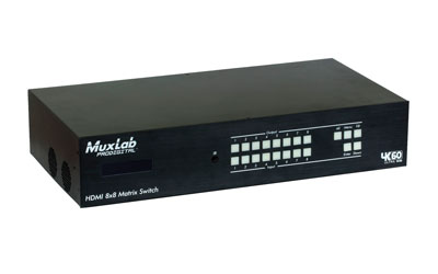 MUXLAB 500413-UK HDMI MATRIX SWITCHER 8x8, HDMI/HDBT, 4K/60, RS232, IR, TCP/IP