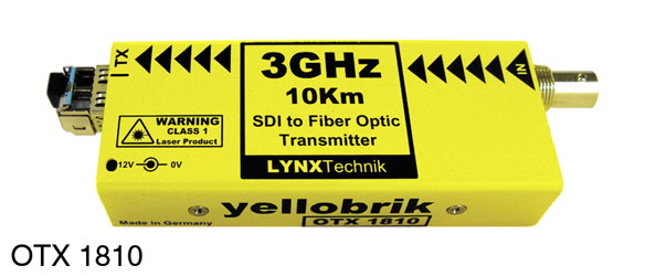 LYNX YELLOBRIK OTX 1812 FIBRE TRANSMITTER 3G/HD/SD-SDI, 1x SM LC, 1310nm, 10km