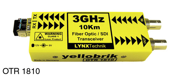 LYNX YELLOBRIK OTR 1810-LC FIBRE TRANSCEIVER 3G/HD/SD-SDI, 2x SM LC, 1310nm TX, 10km