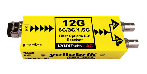 LYNX YELLOBRIK ORX 1400-ST FIBRE RECEIVER 12G-4K UHD/6G/3G/1.5G-SDI, 1x SM ST, 1260-1620nm RX