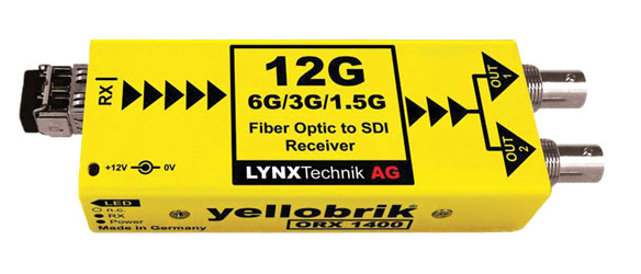 LYNX YELLOBRIK ORX 1400-LC FIBRE RECEIVER 12G-4K UHD/6G/3G/1.5G-SDI, 1x SM LC, 1260-1620nm RX