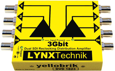 LYNX YELLOBRIK DVD 1823 DISTRIBUTION AMPLIFIER Video, dual 1>3, 3G/HD/SD-SDI