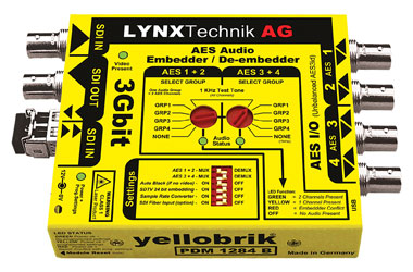 LYNX YELLOBRIK PDM 1284-B AUDIO EMBEDDER AND DEEMBEDDER 3G/HD/SD-SDI, unbalanced AES, BNC