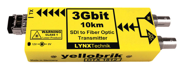 LYNX YELLOBRIK OTX 1812-SC FIBRE TRANSMITTER 3G/HD/SD-SDI, 1x SM SC, 1310nm, 10km