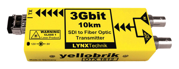 LYNX YELLOBRIK OTX 1812-ST FIBRE TRANSMITTER 3G/HD/SD-SDI, 1x SM ST, 1310nm, 10km