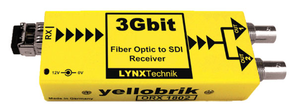 LYNX YELLOBRIK ORX 1802-ST FIBRE RECEIVER 3G/HD/SD-SD, 1x SM ST, 1260-1620nm RX