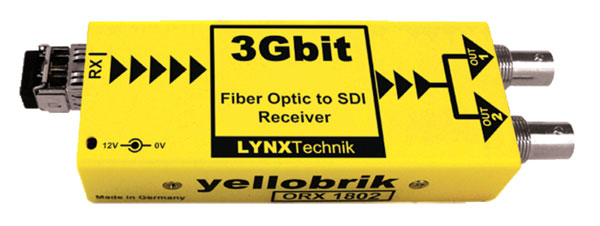 LYNX YELLOBRIK ORX 1802-MM FIBRE RECEIVER 3G/HD/SD-SDI, 1x MM LC, 780-880nm RX