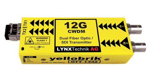 LYNX YELLOBRIK OTT 1442 FIBRE TRANSMITTER DUAL 12G/6G/3G/1.5G-SDI, 2x SM CWDM (yb only without SFP)