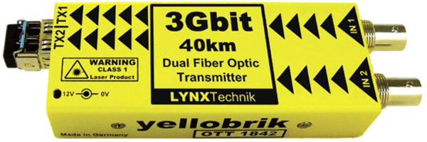 LYNX YELLOBRIK OTT 1842 DUAL FIBRE TRANSMITTER 3G/HD/SD-SDI, 2x SM CWDM (yb only without SFP)