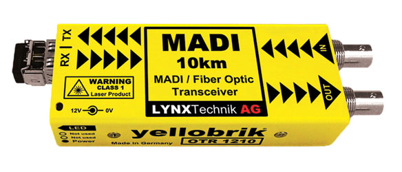 LYNX YELLOBRIK OTR 1210-MM-850 MADI COAX - MADI FIBRE TRANSCEIVER 2x MM LC, 850nm TX/RX, 300m