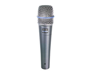 SHURE BETA 57A MICROPHONE Instrument/vocal, supercardioid, dynamic, for snare/brass/guitar cab