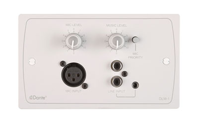 CLOUD DLM-1W INPUT PLATE Dante, mic/line inputs, mic/music level control, white