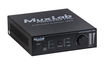 MUXLAB 500217 AUDIO AMPLIFIER 100W/4 bridged, 2x 50W/8, line in, link out, RS232, IR, IP