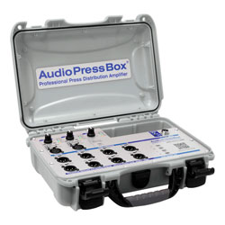 AUDIOPRESSBOX APB-MINI PRESS SPLITTER Portable, USB-C, active, 3x12, 24V DC mains, silver