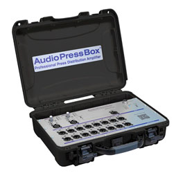 AUDIOPRESSBOX APB-216 C-D PRESS SPLITTER Portable, Dante, active, 2x16, battery/mains, black