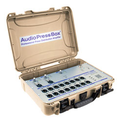 AUDIOPRESSBOX APB-320 C-USB PRESS SPLITTER Portable, USB-C, active, 3x20, battery/mains, tan