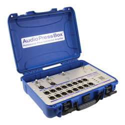 AUDIOPRESSBOX APB-320 C-USB PRESS SPLITTER Portable, USB-C, active, 3x20, battery/mains, blue
