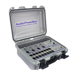 AUDIOPRESSBOX APB-416 C PRESS SPLITTER Portable, active, 4x in, 16x out, battery/mains, grey