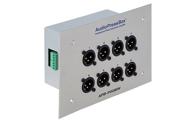 AUDIOPRESSBOX APB-P008 IW-EX SPLITTER EXPANDER In-wall, 2x line in, 8x mic out, silver