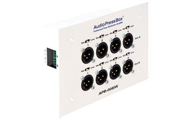 AUDIOPRESSBOX APB-008 IW-EX SPLITTER EXPANDER In-wall, 2x drive in, 2x 4x mic/line out, white