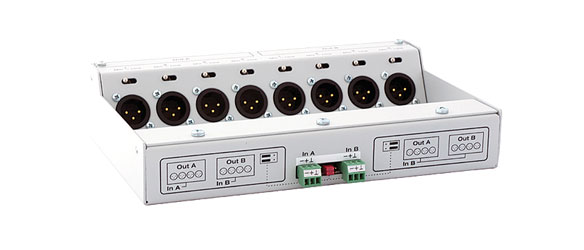 AUDIOPRESSBOX APB-008 FB-EX SPLITTER EXPANDER Floorbox 2x drive in, 2x 4x mic/line out, white