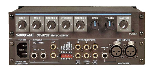 SHURE SCM262E MIXER Stereo, 2x microphone, 3x stereo inputs