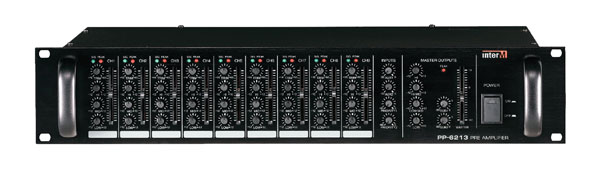 INTER-M PP-6213 MIXER 9x mic, 3x stereo line inputs, 1x priority input, 3x outputs, ducking, 2U