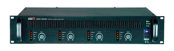 INTER-M DPA300Q POWER AMPLIFIER 4x 300W, AC or DC powered, terminal outputs, 2U