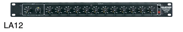DRAWMER LA12 DISTRIBUTION AMPLIFIER Audio, Stereo in, 12x stereo output, unbalanced, 1U rackmount