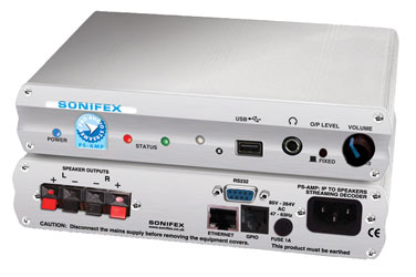 SONIFEX PS-AMP PRO AUDIO STREAMER DECODER IP to audio, 2x loudspeaker out, freestanding